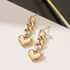 Wholesale Women's Minimalist Stainless Steel Heart Shape Electroplated Earrings With 14K Gold Chain