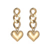 Wholesale Women's Minimalist Stainless Steel Heart Shape Electroplated Earrings With 14K Gold Chain