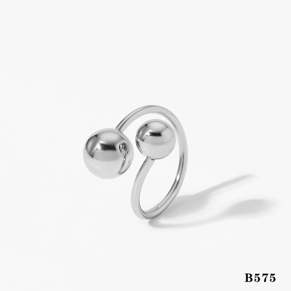 Wholesale Women's Minimalist Stainless Steel Hollow Love Ball Ring With Double Heart Open Design And Electroplating