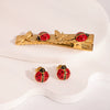 Wholesale Women's Minimalist Stainless Steel Insect Hair Accessories And Earrings With Pvd Furnace Vacuum Real Gold Plating