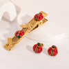Wholesale Women's Minimalist Stainless Steel Insect Hair Accessories And Earrings With Pvd Furnace Vacuum Real Gold Plating