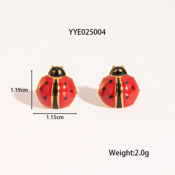 Wholesale Women's Minimalist Stainless Steel Insect Hair Accessories And Earrings With Pvd Furnace Vacuum Real Gold Plating