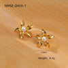 Wholesale Women's Minimalist Stainless Steel Pearl Flower Electroplated Highend Exaggerated Design Earrings