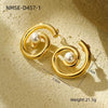 Wholesale Women's Minimalist Stainless Steel Pearl Flower Electroplated Highend Exaggerated Design Earrings