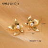 Wholesale Women's Minimalist Stainless Steel Pearl Flower Electroplated Highend Exaggerated Design Earrings