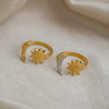 Wholesale Women's Minimalist Stainless Steel Sun And Moon Open Ring With Vacuum Real Gold Plating