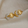 Wholesale Women's Minimalist Stainless Steel Sun And Moon Open Ring With Vacuum Real Gold Plating