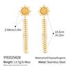 Wholesale Women's Minimalist Stainless Steel Tassel Sun Smiley Face Earrings With Vacuum Real Gold Plating In Pvd Furnace