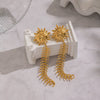Wholesale Women's Minimalist Stainless Steel Tassel Sun Smiley Face Earrings With Vacuum Real Gold Plating In Pvd Furnace