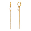Wholesale Women's Minimalist Stainless Steel Vacuum Real Gold Plated Freshwater Pearl Rhinestone Tassel Earrings
