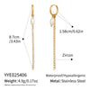 Wholesale Women's Minimalist Stainless Steel Vacuum Real Gold Plated Freshwater Pearl Rhinestone Tassel Earrings