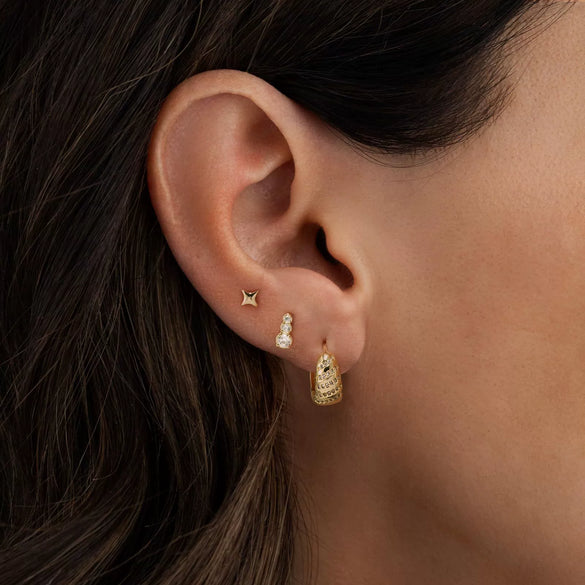 Wholesale Women's Minimalist Star Shape Copper Zircon Earrings Set With 14K Gold Electroplating