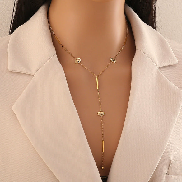 Wholesale Women's Minimalist Star Shape Stainless Steel Electroplated O Word Chain Clavicle Necklace