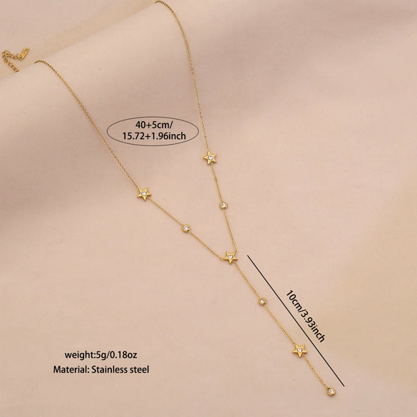 Wholesale Women's Minimalist Star Shape Stainless Steel Electroplated O Word Chain Clavicle Necklace