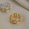 Wholesale Women's Minimalist Star Shape Stainless Steel Vacuum Plated 18K Gold Open Ring Jewelry