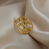 Wholesale Women's Minimalist Star Shape Stainless Steel Vacuum Plated 18K Gold Open Ring Jewelry