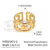 Wholesale Women's Minimalist Star Shape Stainless Steel Vacuum Plated 18K Gold Open Ring Jewelry