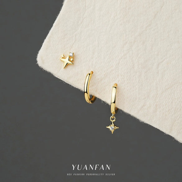 Wholesale Women's Minimalist Star Shape 925 Sterling Silver Earrings With Zirconia