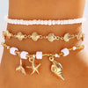 Wholesale Women's Minimalist Starfish Anklet Set Alloy Beaded Decoration Accessories