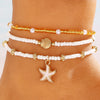 Wholesale Women's Minimalist Starfish Anklet Set Alloy Beaded Decoration Accessories