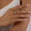 Wholesale Women's Minimalist Style Stainless Steel Geometric Square Zircon Irregular Open Ring Jewelry Electroplated