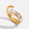 Wholesale Women's Minimalist Style Stainless Steel Geometric Square Zircon Irregular Open Ring Jewelry Electroplated