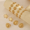 Wholesale Women's Minimalist Sunflower Stainless Steel Jewelry Set Real Gold Plated Bracelet Earrings