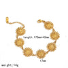 Wholesale Women's Minimalist Sunflower Stainless Steel Jewelry Set Real Gold Plated Bracelet Earrings