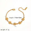 Wholesale Women's Minimalist Sunflower Stainless Steel Jewelry Set Real Gold Plated Bracelet Earrings