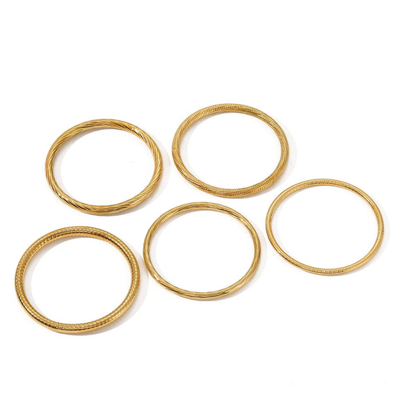 Wholesale Women's Minimalist Thread Design Hollow Bracelet In Stainless Steel With 18K Furnace Vacuum Plating