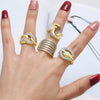 Wholesale Women's Minimalist Twisted Cross Opening Goldplated Copper Ring With Zircon