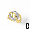 Wholesale Women's Minimalist Twisted Cross Opening Goldplated Copper Ring With Zircon