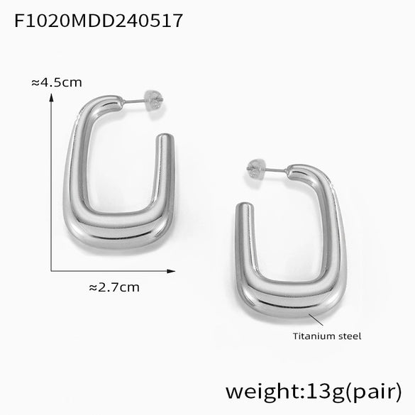 Wholesale Women's Minimalistic Niche Ushaped Geometric 316L Stainless Steel Goldplated Earrings