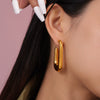 Wholesale Women's Minimalistic Niche Ushaped Geometric 316L Stainless Steel Goldplated Earrings