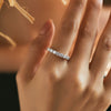 Wholesale Women's Modern Geometric S925 Sterling Silver Diamond Ring With Gem Inlaid