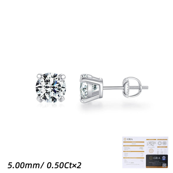 Wholesale Women's Modern Light Luxury Classic Simple Geometric S925 Sterling Silver Stud Earrings With Gem Inlaid