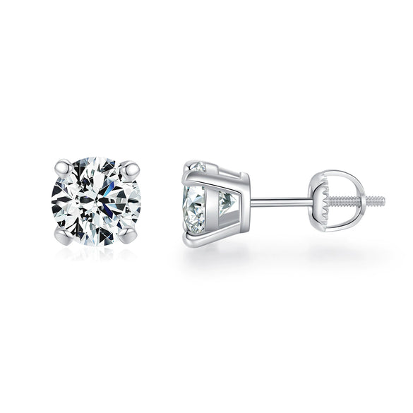 Wholesale Women's Modern Light Luxury Classic Simple Geometric S925 Sterling Silver Stud Earrings With Gem Inlaid