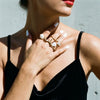Wholesale Women's Modern Minimalist Geometric Alloy Ring With Hollow Out Cross And Lines Electroplated Design