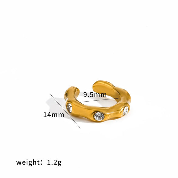 Wholesale Women's Modern Minimalist Geometric Cshaped Real Gold Plated Stainless Steel Ear Cuff Jewelry