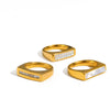 Wholesale Women's Modern Minimalist Geometric Diamondencrusted Zircon Stainless Steel Ring With Pvd Furnace Vacuum Real Gold Plating