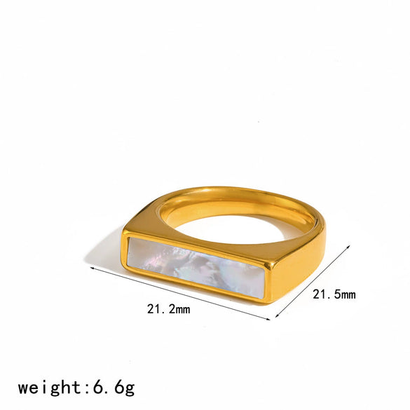Wholesale Women's Modern Minimalist Geometric Diamondencrusted Zircon Stainless Steel Ring With Pvd Furnace Vacuum Real Gold Plating