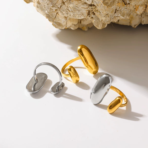 Wholesale Women's Modern Minimalist Geometric 304 Stainless Steel Titanium Steel Gold Plated Rings