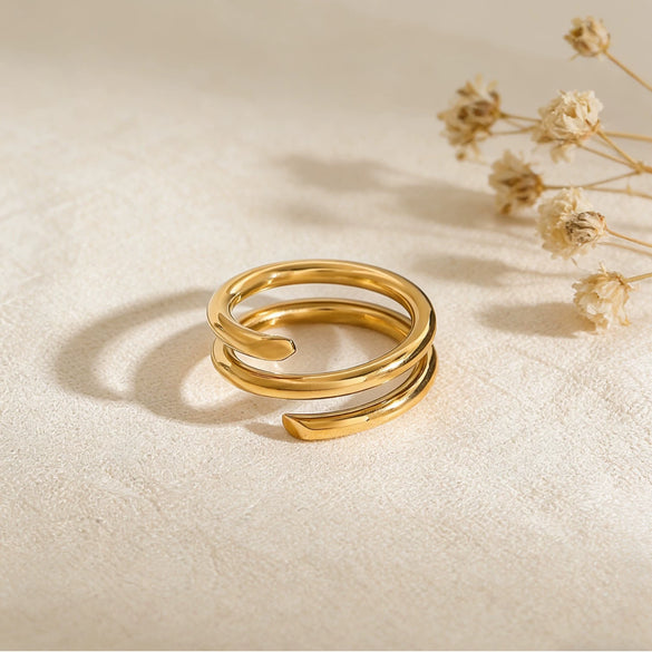 Wholesale Women's Modern Minimalist Geometric Stainless Steel Vacuum Plated Jewelry Rings