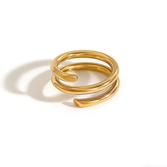 Wholesale Women's Modern Minimalist Geometric Stainless Steel Vacuum Plated Jewelry Rings