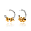 Wholesale Women's Modern Minimalist Stainless Steel Geometric Cshaped Colorblocked Earrings With Electroplating