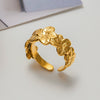 Wholesale Women's Modern Minimalist Stainless Steel Geometric Flower Open Ring With Electroplating
