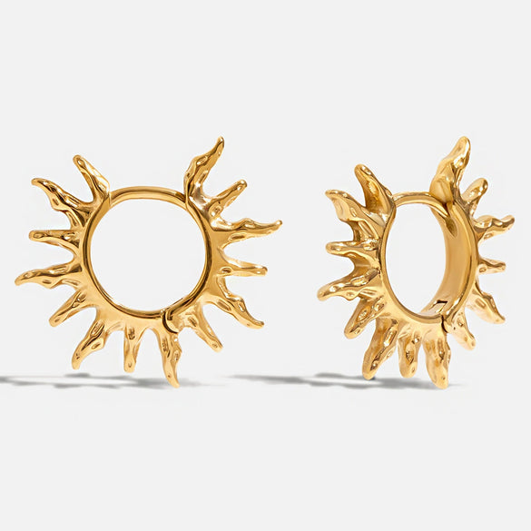 Wholesale Women's Modern Minimalist Stainless Steel Geometric Sun Earrings With Electroplating