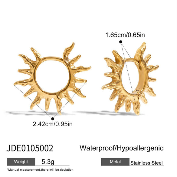 Wholesale Women's Modern Minimalist Stainless Steel Geometric Sun Earrings With Electroplating