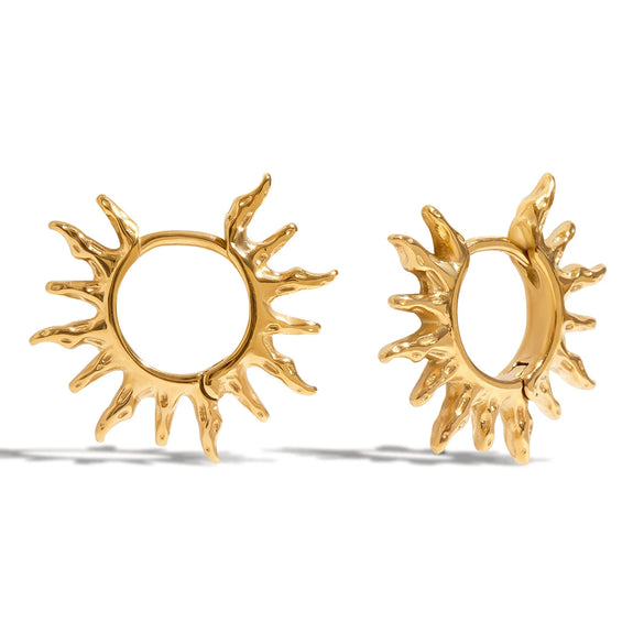 Wholesale Women's Modern Minimalist Stainless Steel Geometric Sun Earrings With Electroplating