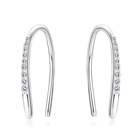 Wholesale Women's Moissanite Earrings In Geometric And Ushape Pattern Made Of S925 Silver With Electroplating Treatment